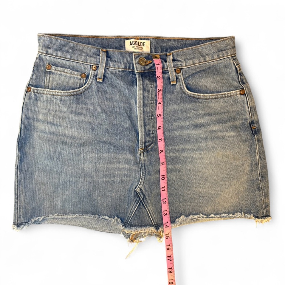 Agolde Denim Mini Skirt with Frayed Hem SZ 30 Y2K Millennium Jean Spring Summer - Picture 6 of 6